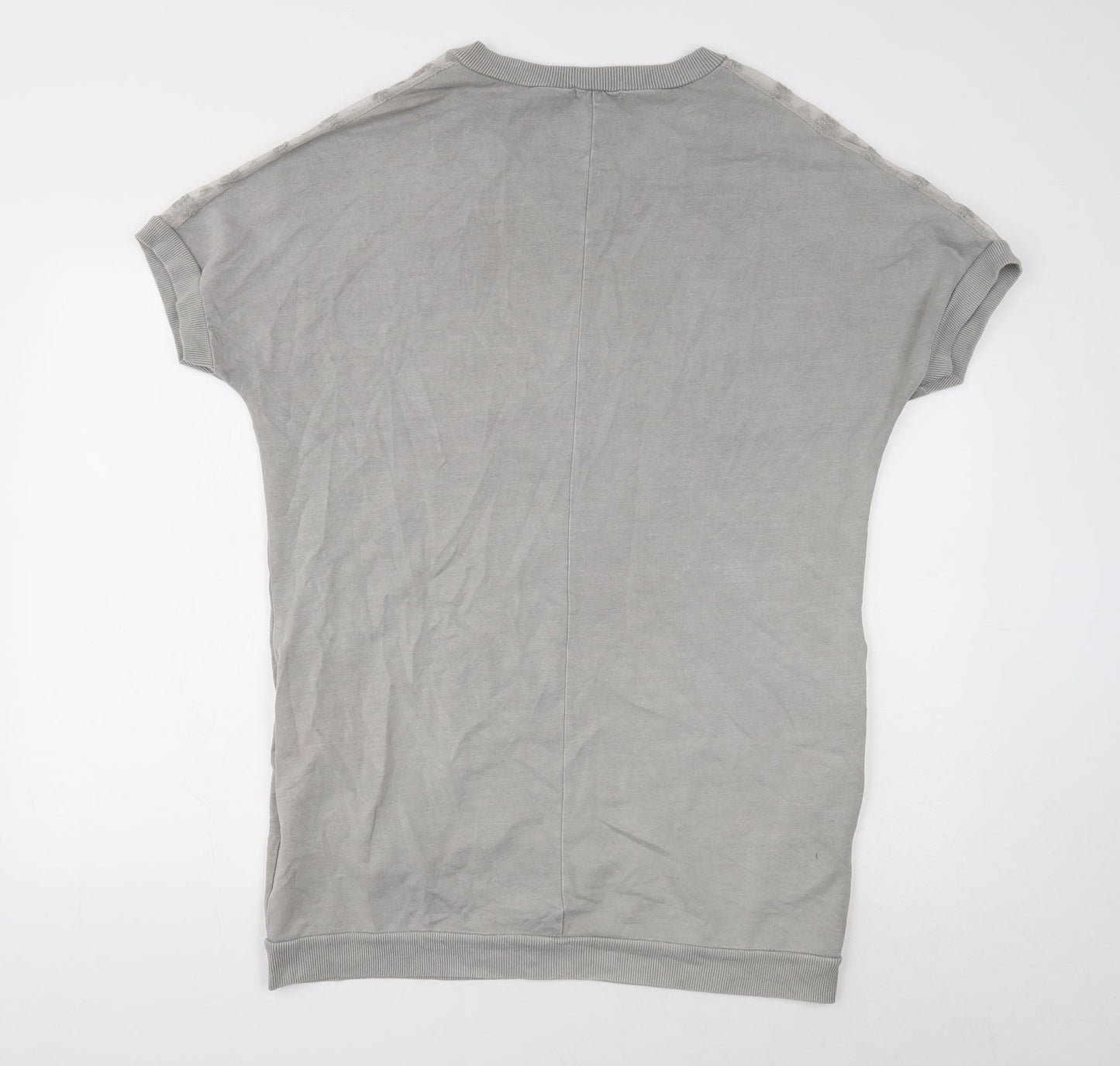 Ambra Womens Grey Cotton T-Shirt Dress Size S V-Neck Pullover