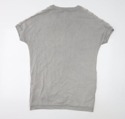 Ambra Womens Grey Cotton T-Shirt Dress Size S V-Neck Pullover