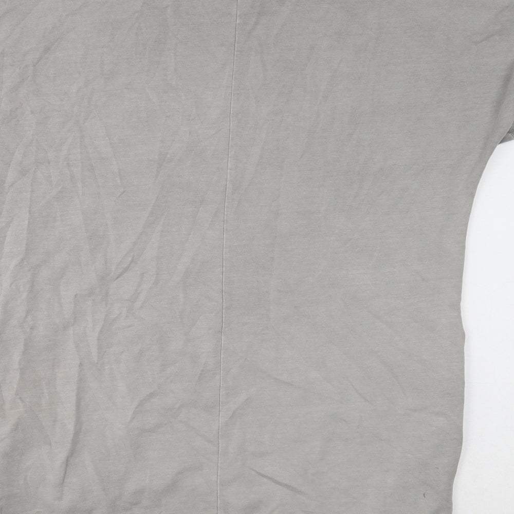 Ambra Womens Grey Cotton T-Shirt Dress Size S V-Neck Pullover