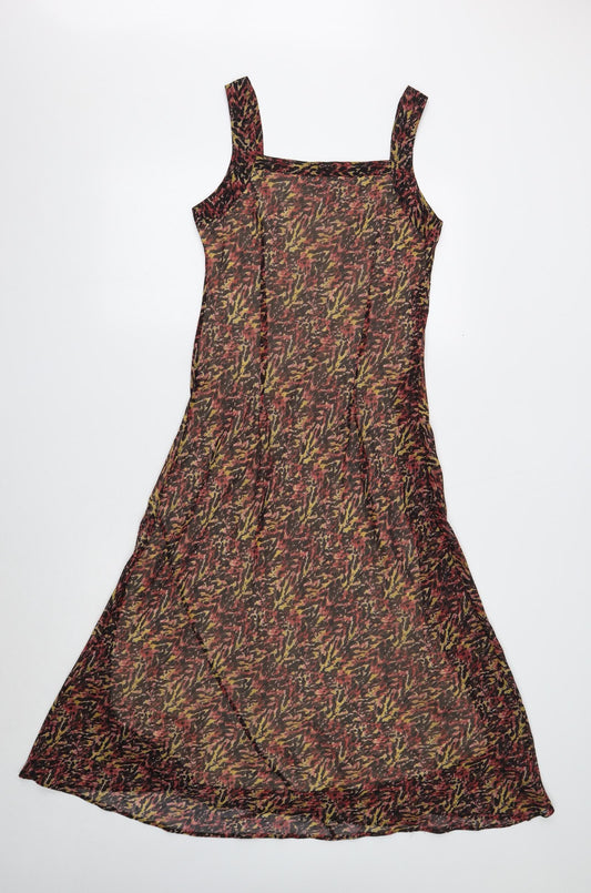 Isle Womens Multicoloured Geometric Polyester Tank Dress Size 10 Square Neck Pullover