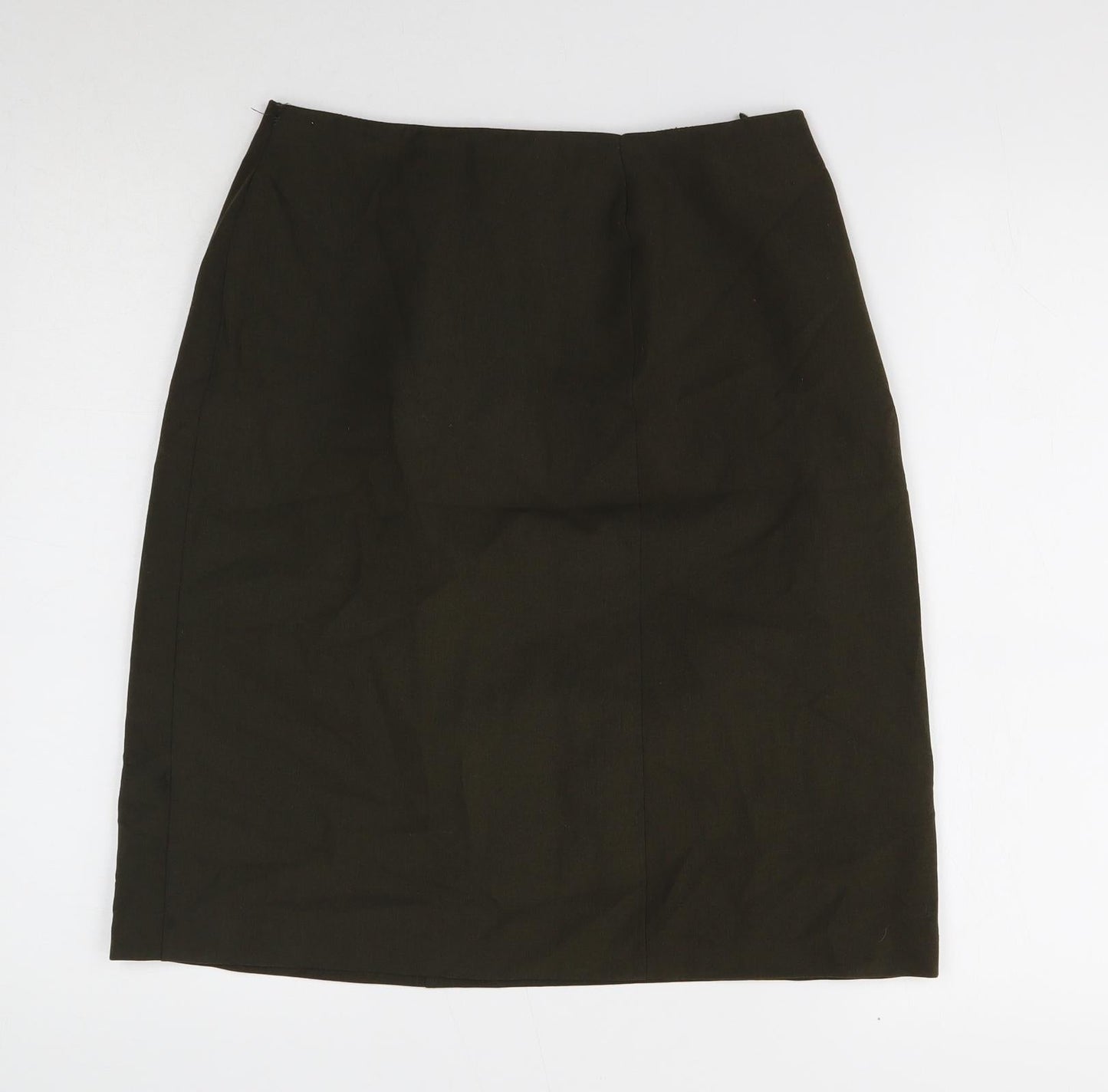 Marks and Spencer Womens Green Polyester A-Line Skirt Size 12 Zip