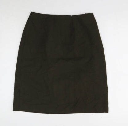 Marks and Spencer Womens Green Polyester A-Line Skirt Size 12 Zip