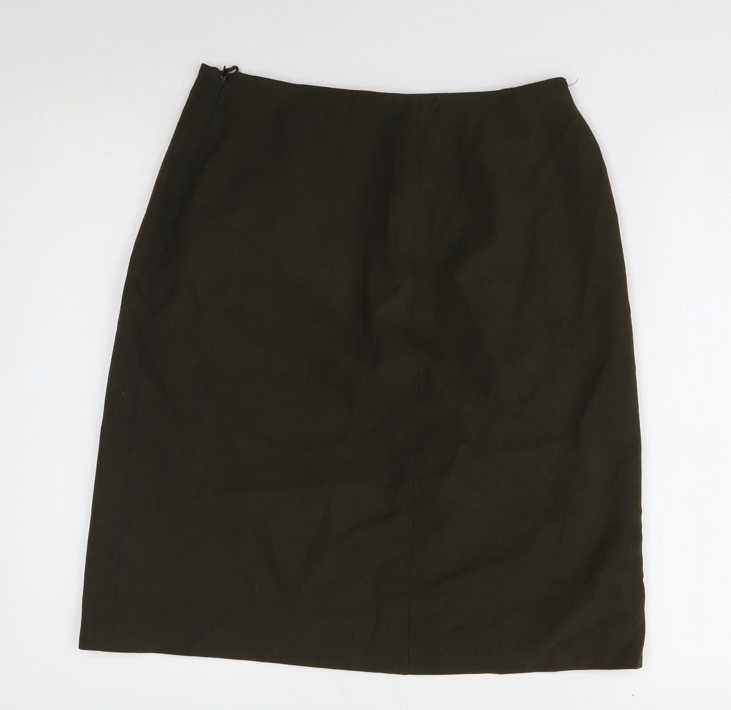 Marks and Spencer Womens Green Polyester A-Line Skirt Size 12 Zip
