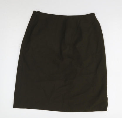 Marks and Spencer Womens Green Polyester A-Line Skirt Size 12 Zip