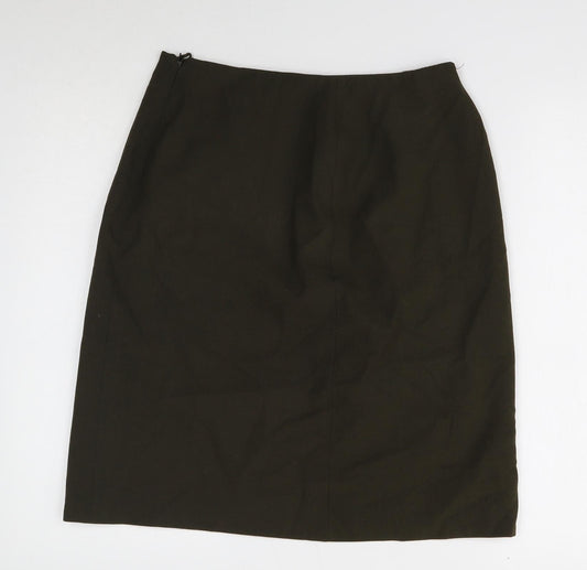 Marks and Spencer Womens Green Polyester A-Line Skirt Size 12 Zip