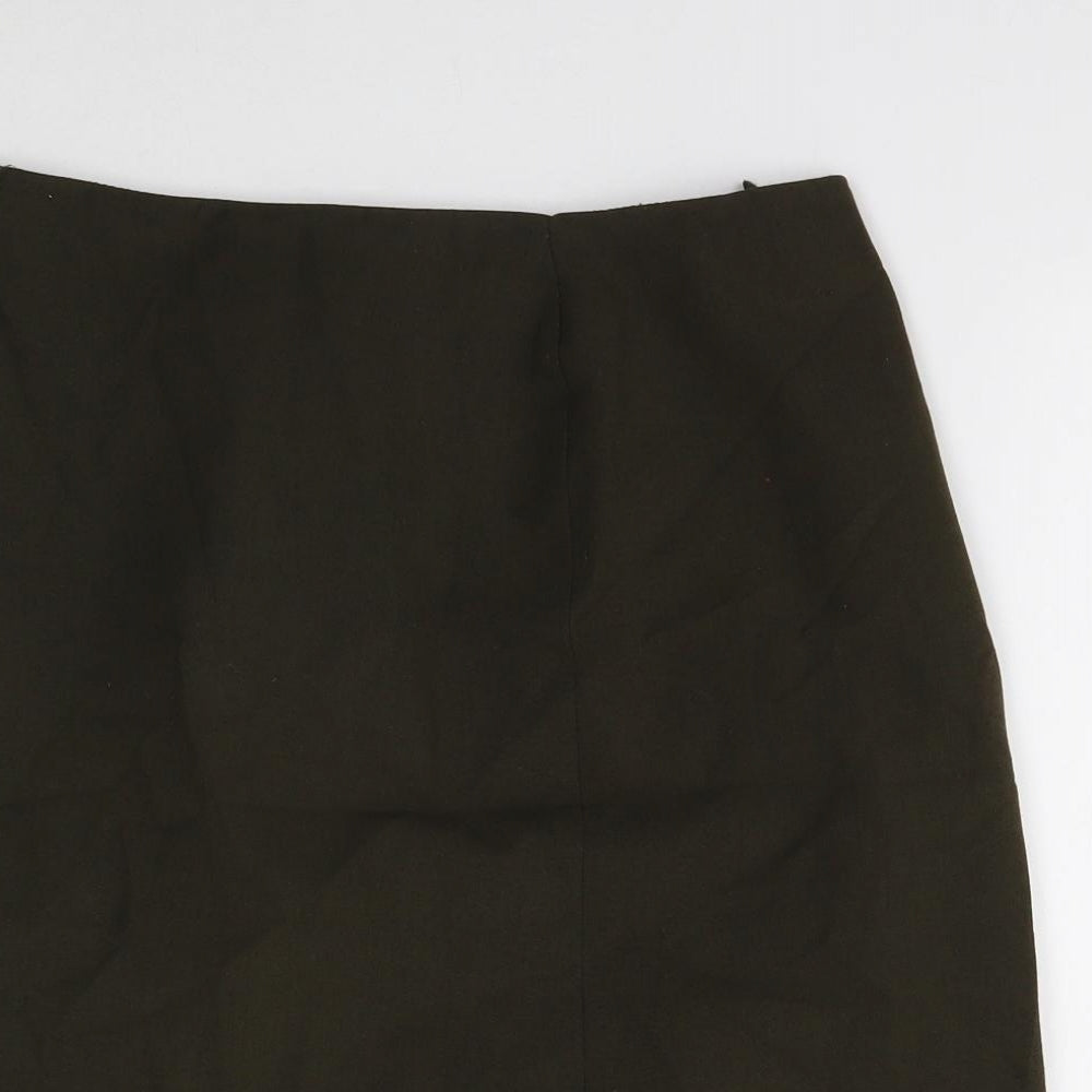 Marks and Spencer Womens Green Polyester A-Line Skirt Size 12 Zip