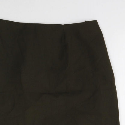 Marks and Spencer Womens Green Polyester A-Line Skirt Size 12 Zip