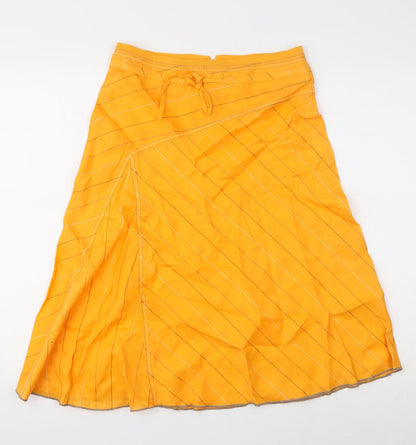 Carling Womens Orange Geometric Cotton Flare Skirt Size 10 Zip