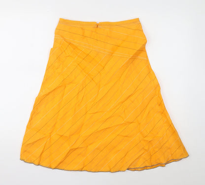 Carling Womens Orange Geometric Cotton Flare Skirt Size 10 Zip