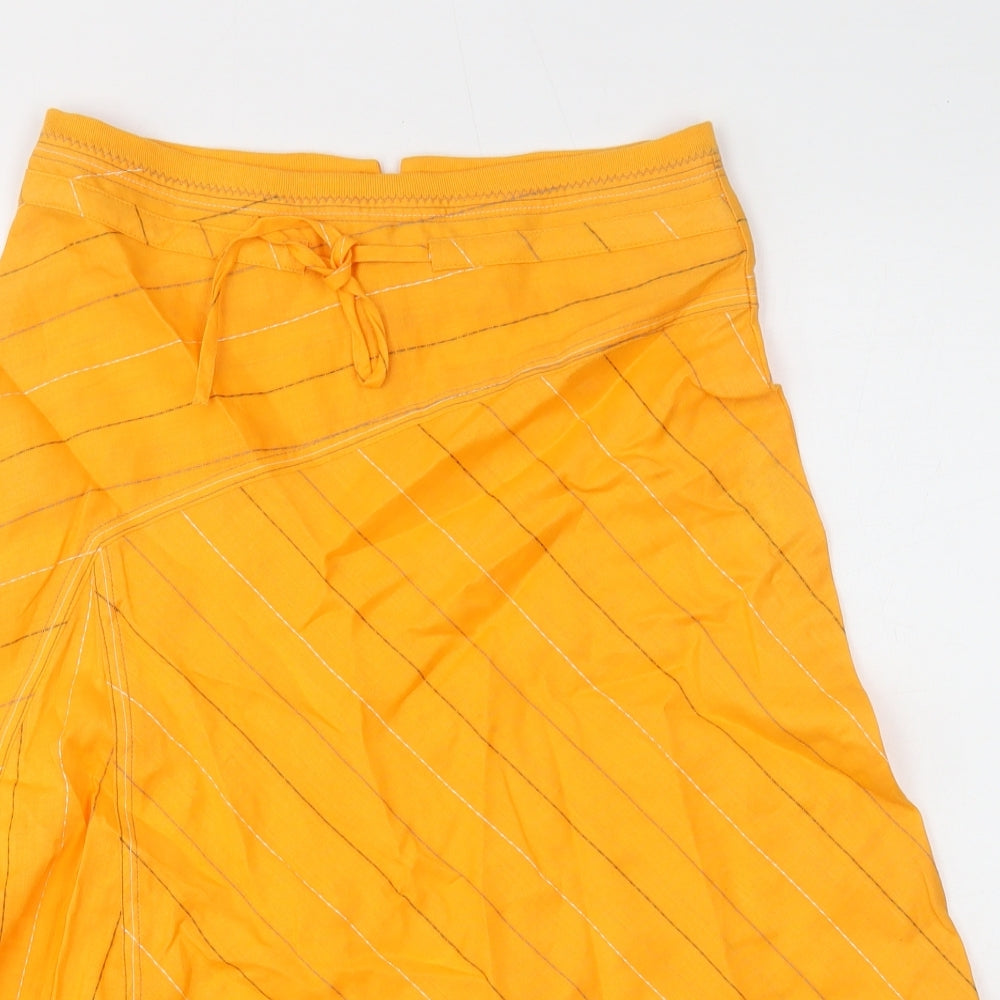 Carling Womens Orange Geometric Cotton Flare Skirt Size 10 Zip