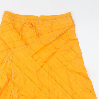 Carling Womens Orange Geometric Cotton Flare Skirt Size 10 Zip