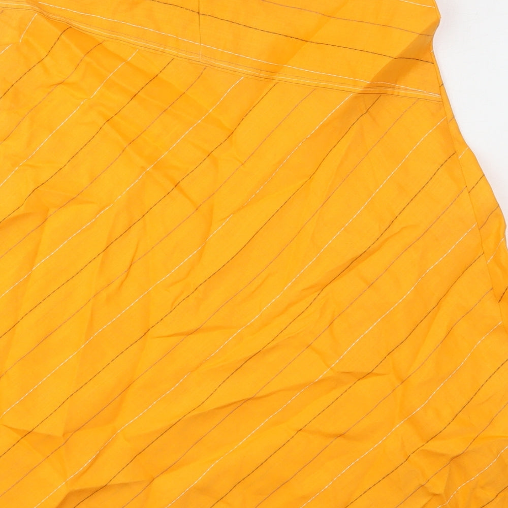 Carling Womens Orange Geometric Cotton Flare Skirt Size 10 Zip