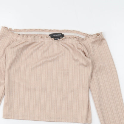 Primark Womens Gold Polyester Cropped T-Shirt Size S Off the Shoulder