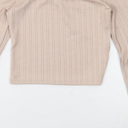 Primark Womens Gold Polyester Cropped T-Shirt Size S Off the Shoulder