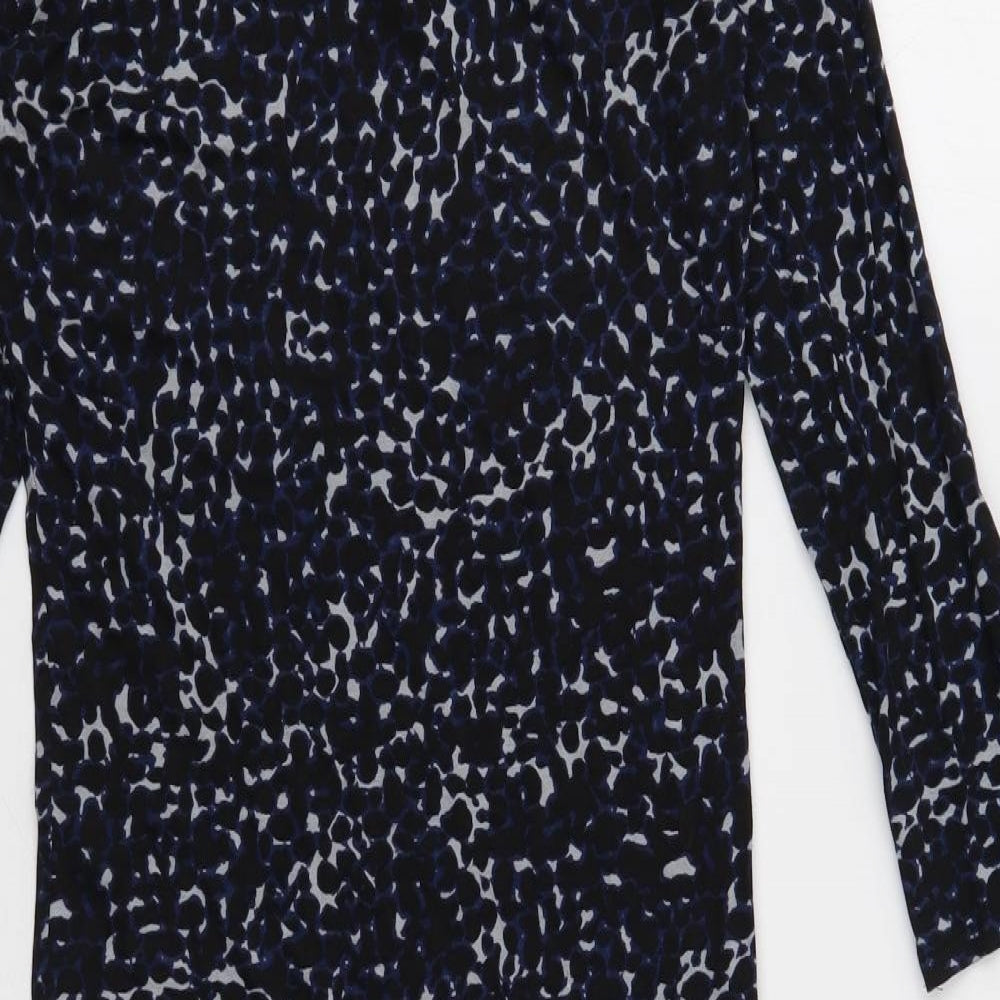 NEXT Womens Black Geometric Viscose Bodycon Size 8 Boat Neck Pullover