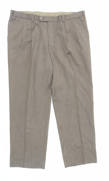 Dino Mens Brown Polyester Tuxedo Suit Trousers Size XL