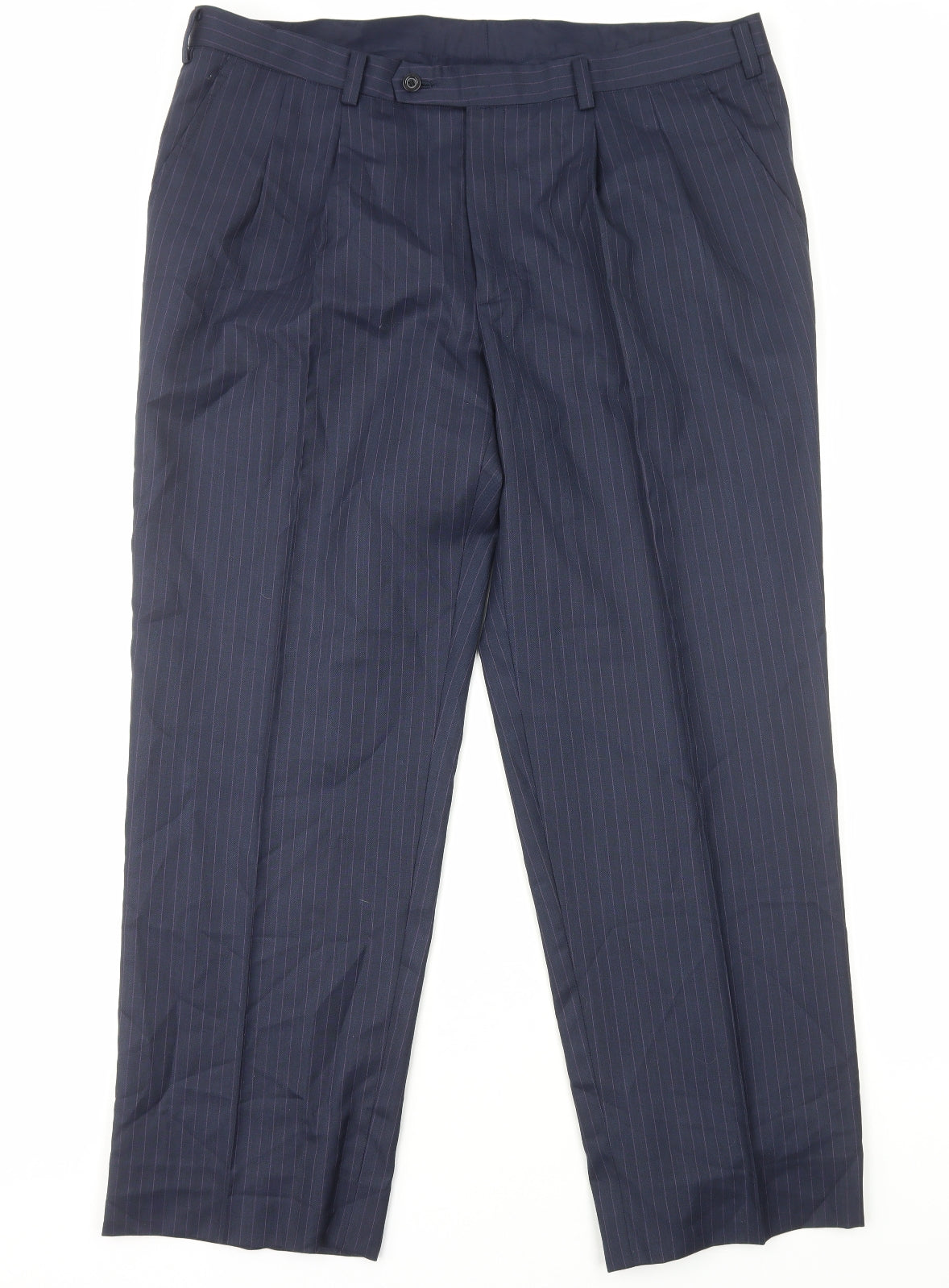 Dino Mens Blue Striped Polyester Tuxedo Suit Trousers Size XL