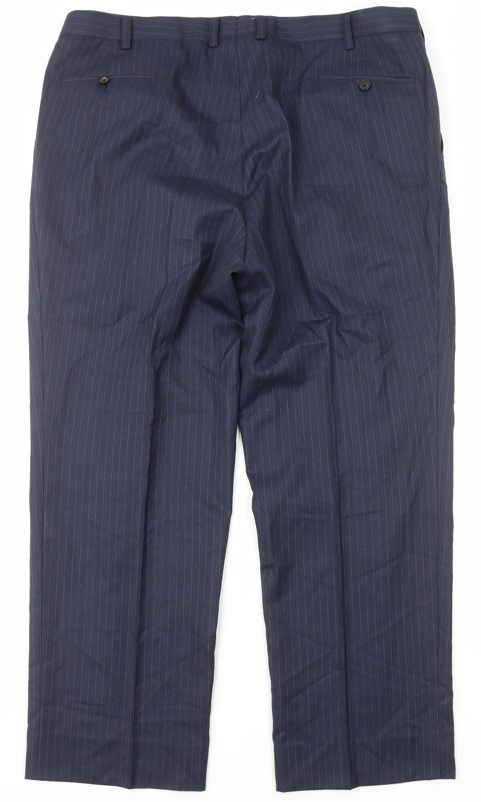 Dino Mens Blue Striped Polyester Tuxedo Suit Trousers Size XL