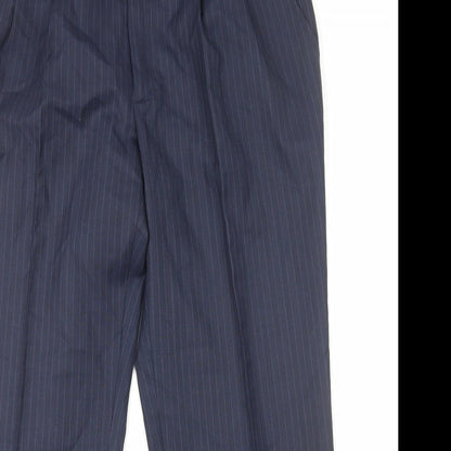 Dino Mens Blue Striped Polyester Tuxedo Suit Trousers Size XL