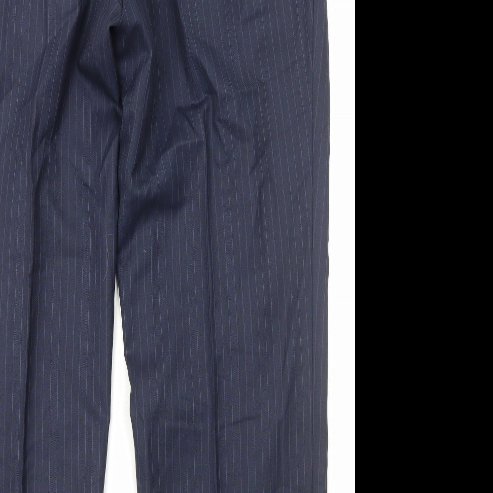 Dino Mens Blue Striped Polyester Tuxedo Suit Trousers Size XL