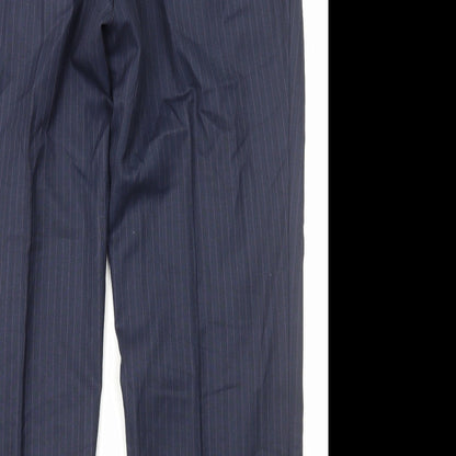 Dino Mens Blue Striped Polyester Tuxedo Suit Trousers Size XL