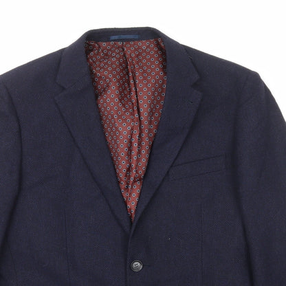 TU Mens Blue Herringbone Wool Jacket Blazer Size S