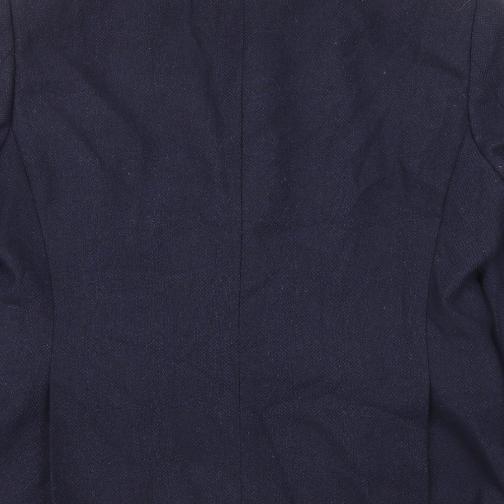 TU Mens Blue Herringbone Wool Jacket Blazer Size S