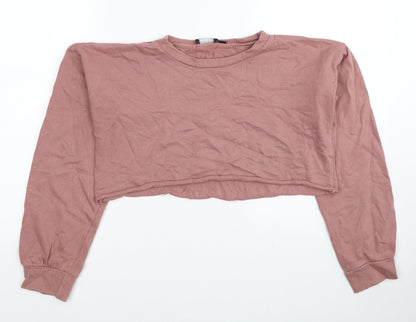 PRETTYLITTLETHING Womens Pink Cotton Pullover Sweatshirt Size 4XL Pullover - Cropped