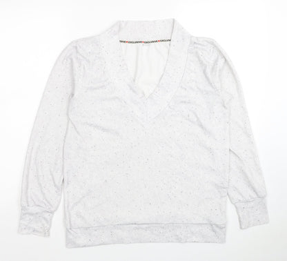 Exclusive Womens Grey V-Neck Polyester Pullover Jumper Size M