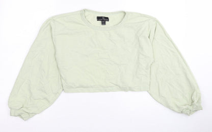 Honey Behave Womens Green Cotton Pullover Sweatshirt Size S Pullover - Cropped