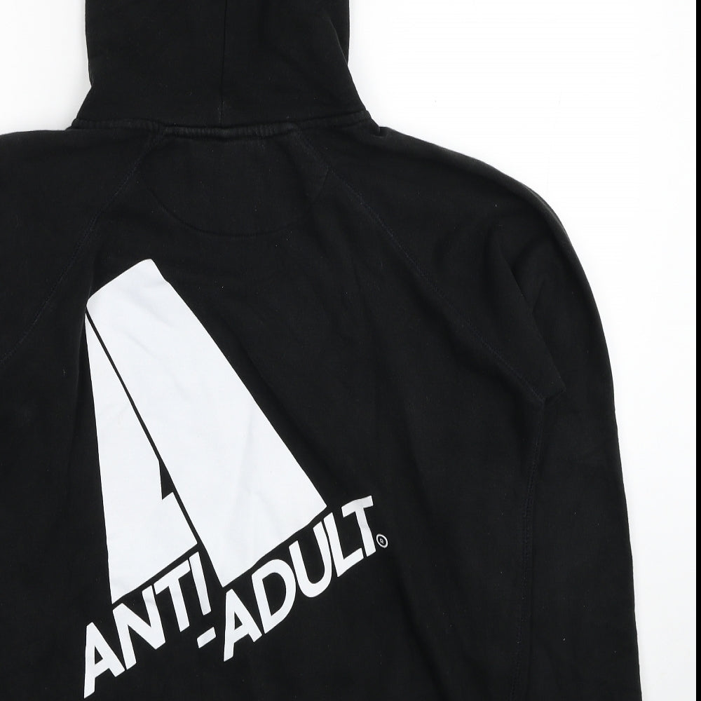 Anti-Adult Womens Black Cotton Pullover Hoodie Size M Pullover - Anti Adult