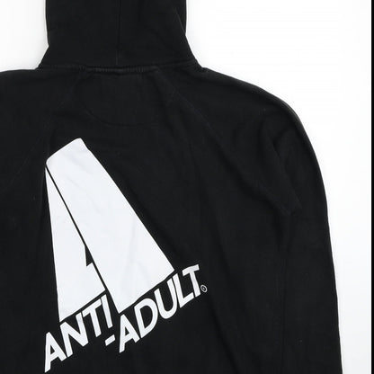 Anti-Adult Womens Black Cotton Pullover Hoodie Size M Pullover - Anti Adult