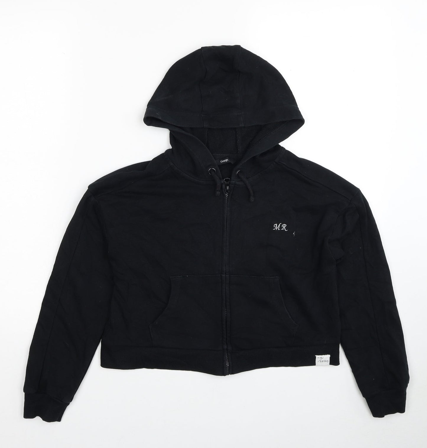 George Boys Black Cotton Full Zip Hoodie Size 9-10 Years Zip