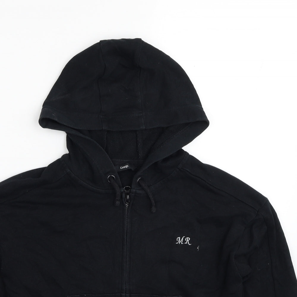 George Boys Black Cotton Full Zip Hoodie Size 9-10 Years Zip