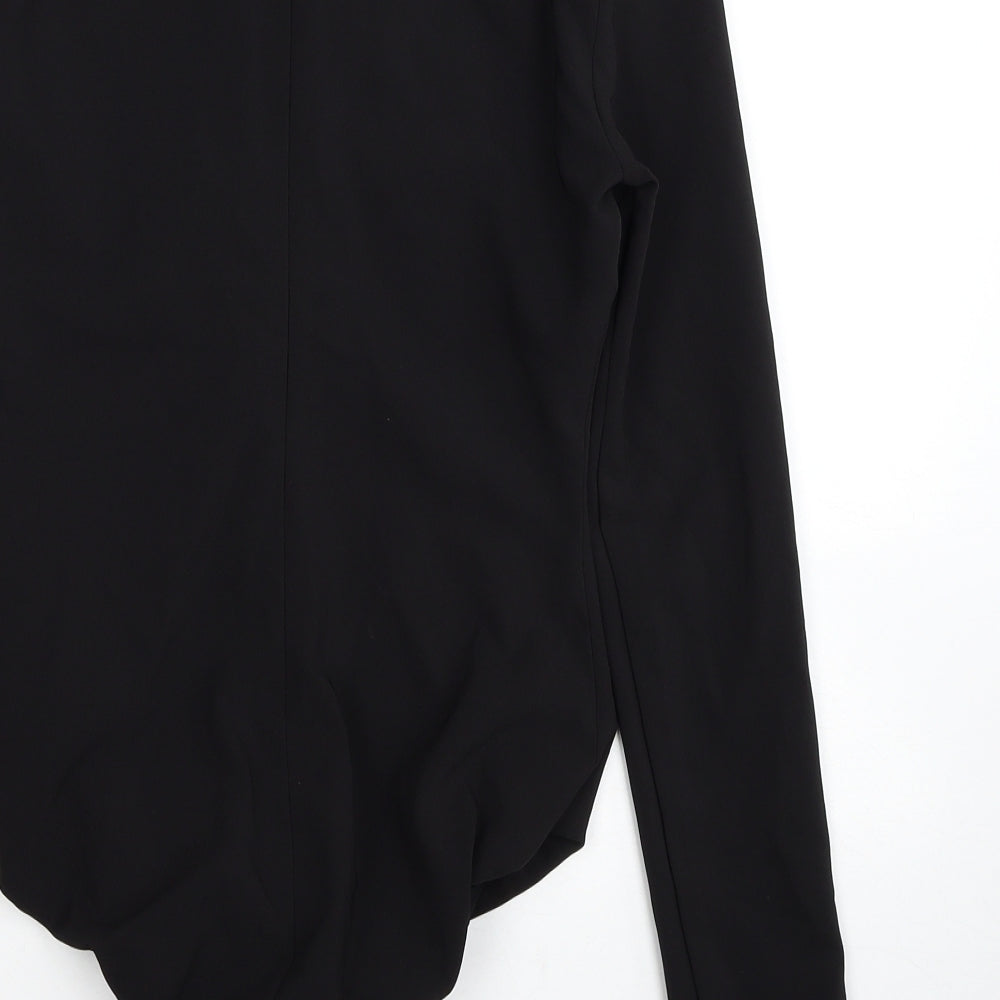 Zara Womens Black Polyester Bodysuit One-Piece Size S Snap