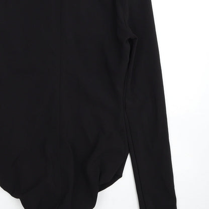 Zara Womens Black Polyester Bodysuit One-Piece Size S Snap