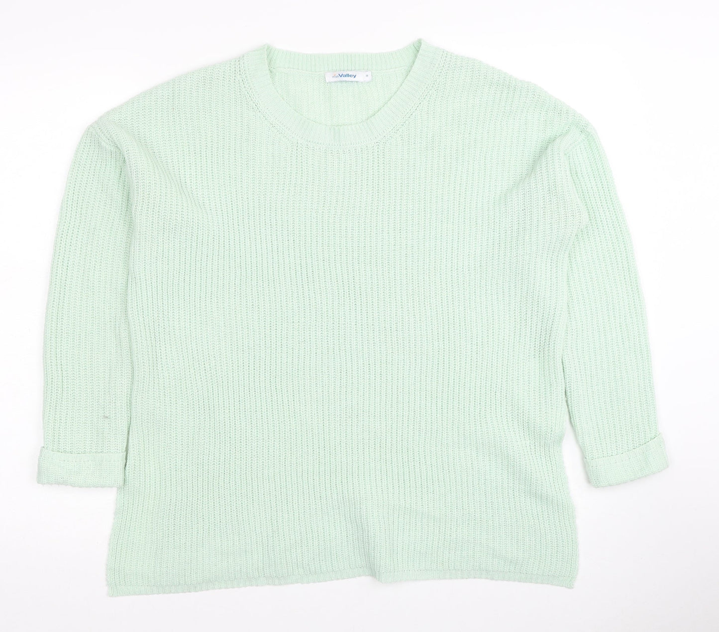 Miss Valley Womens Green Round Neck Acrylic Pullover Jumper Size M