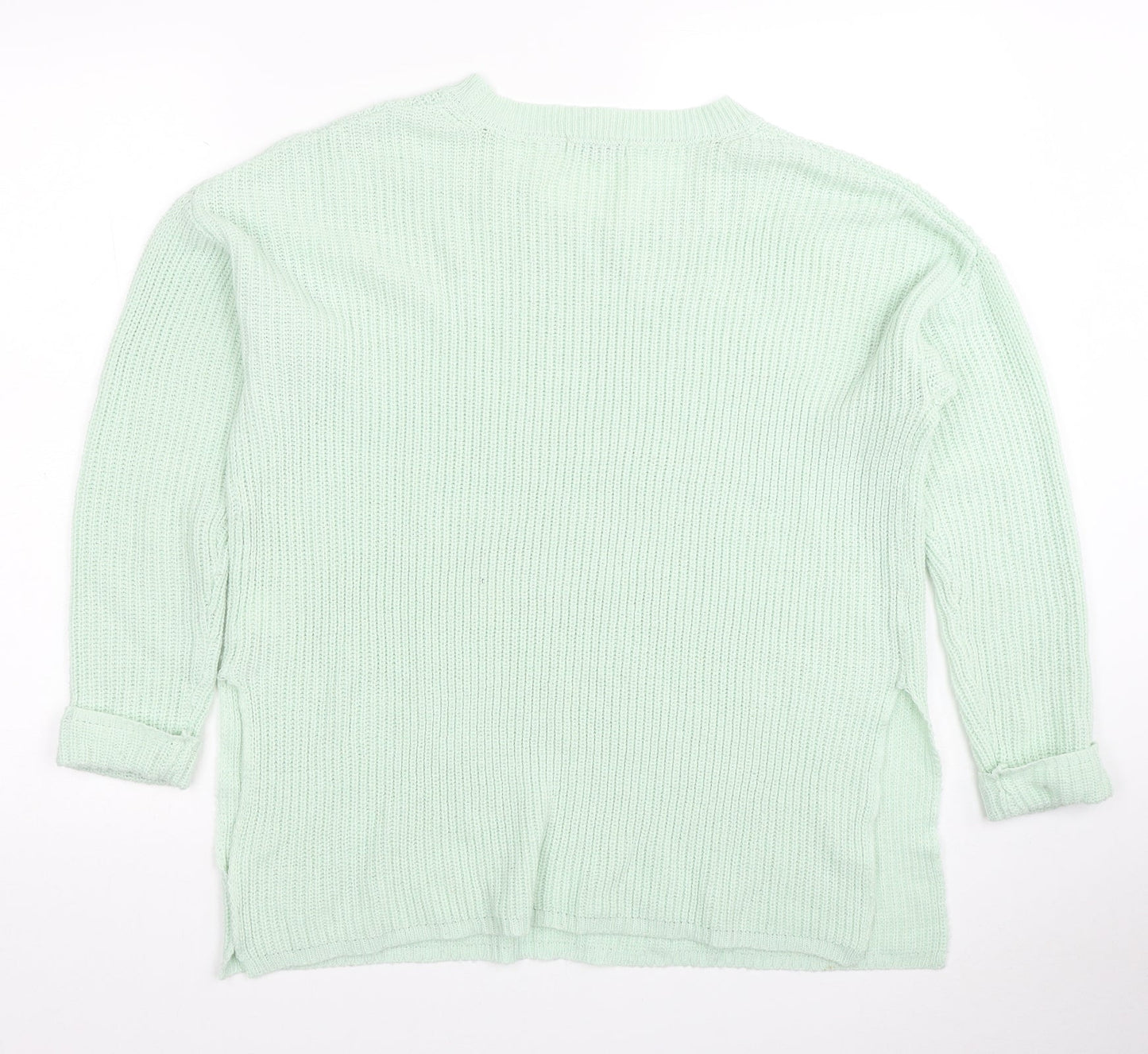 Miss Valley Womens Green Round Neck Acrylic Pullover Jumper Size M