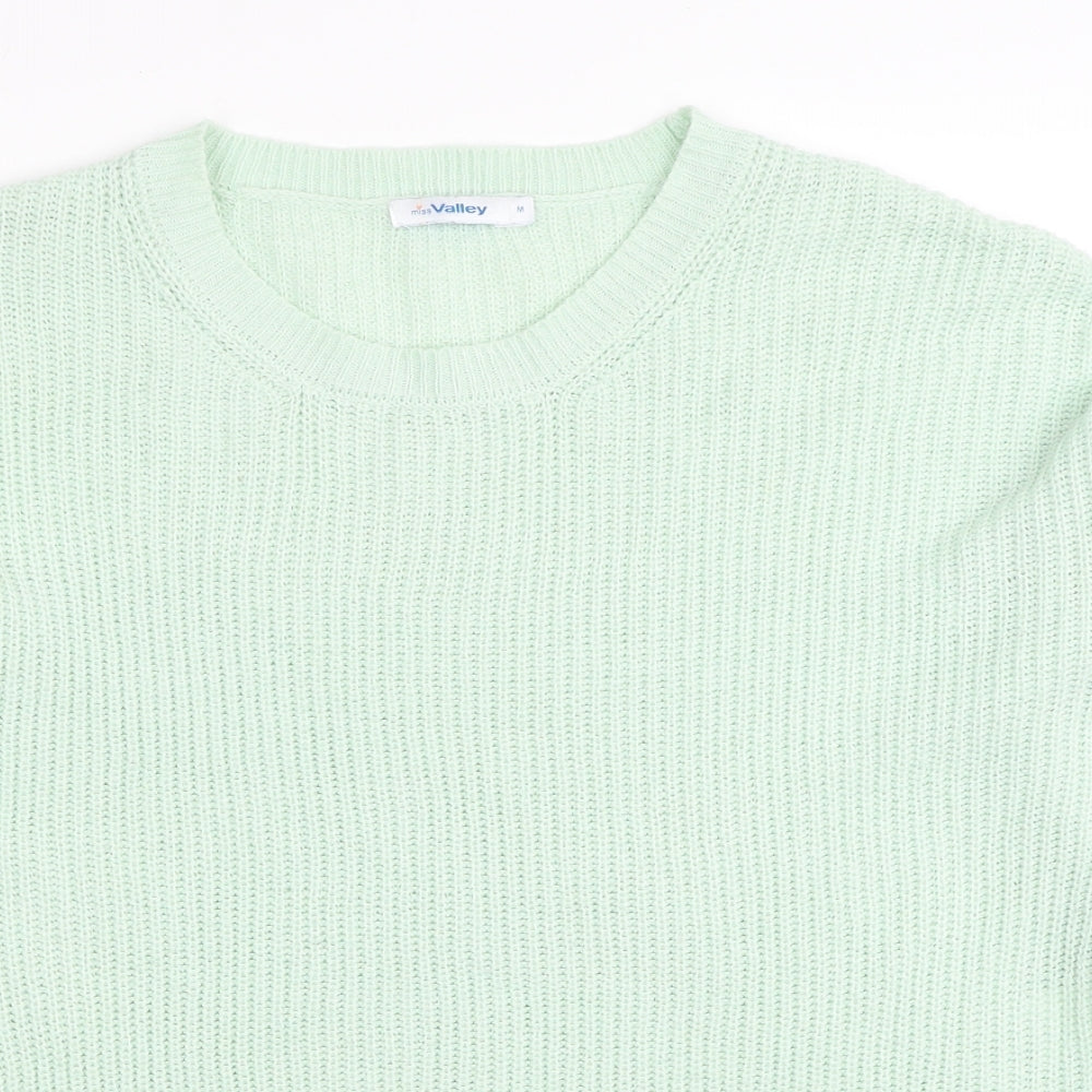 Miss Valley Womens Green Round Neck Acrylic Pullover Jumper Size M