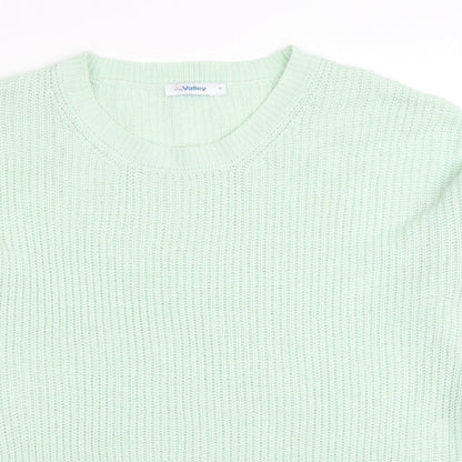 Miss Valley Womens Green Round Neck Acrylic Pullover Jumper Size M