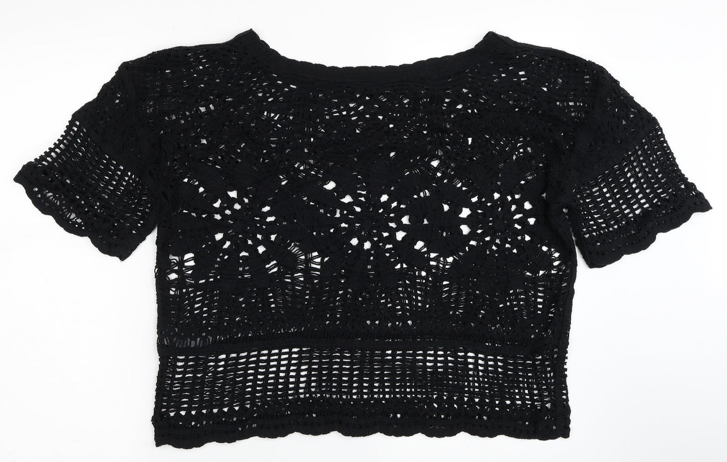 Womens UK Size L NEXT Black Cropped T-Shirt