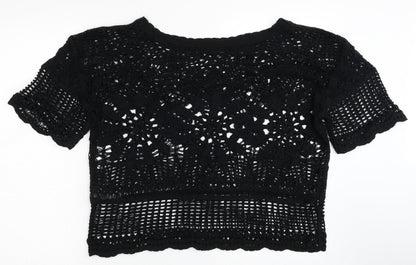 Womens UK Size L NEXT Black Cropped T-Shirt