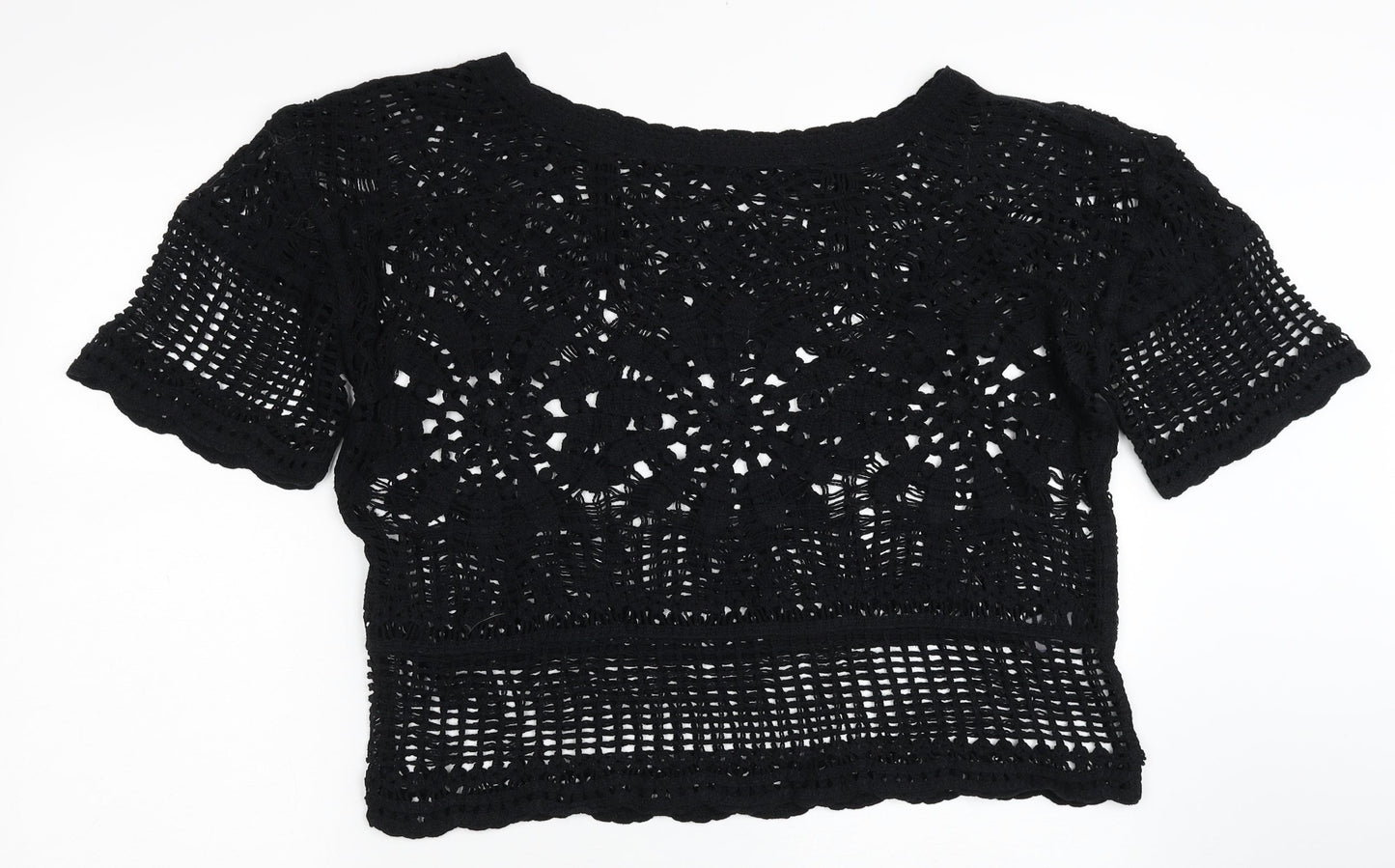 Womens UK Size L NEXT Black Cropped T-Shirt