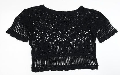 Womens UK Size L NEXT Black Cropped T-Shirt