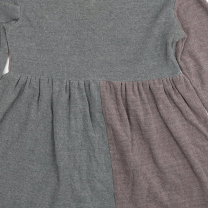 Preworn Womens Grey Colourblock Cotton A-Line Size M Scoop Neck Button