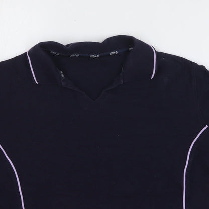Marks and Spencer Womens Blue 100% Cotton Basic T-Shirt Size 14 Collared