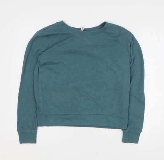H&M Womens Green Polyester Pullover Sweatshirt Size S Pullover