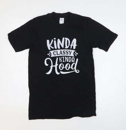 Womens UK Size S Gildan Black Basic T-Shirt