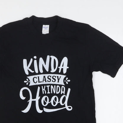 Womens UK Size S Gildan Black Basic T-Shirt