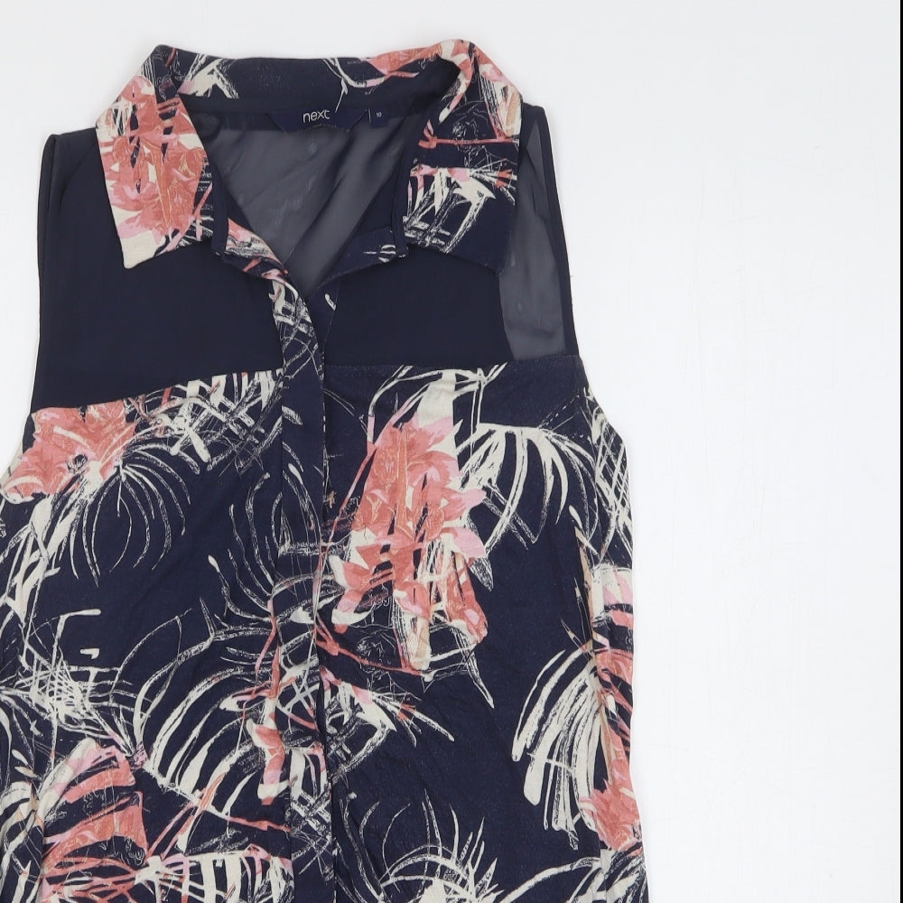 NEXT Womens Multicoloured Viscose Basic Tank Size 10 V-Neck
